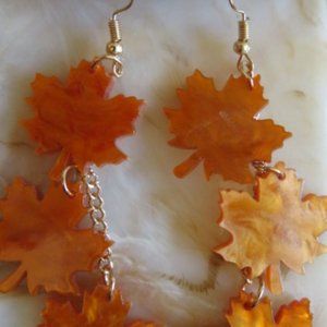 Maple Leaf Dangle EARRINGS Acrylic 3" (K268)